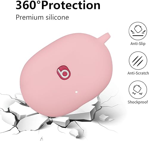 Miniatura 3 de Compatible con Beats Studio Buds 2021, funda de silicona suave para Beats Studio Buds con llavero de pompón de bola de piel para niñas y mujeres