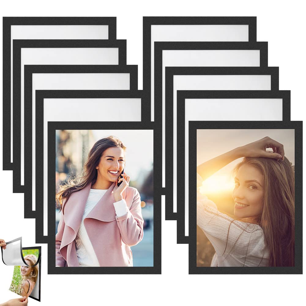 Reforung Magnetic Frame A4 Information Frame Self-Adhesive Insert Pocket Info Pocket Sheet Holder Magnetic Closure Poster Frame for Information Frame Wall and Window Information Frame DIN A4 Pack of