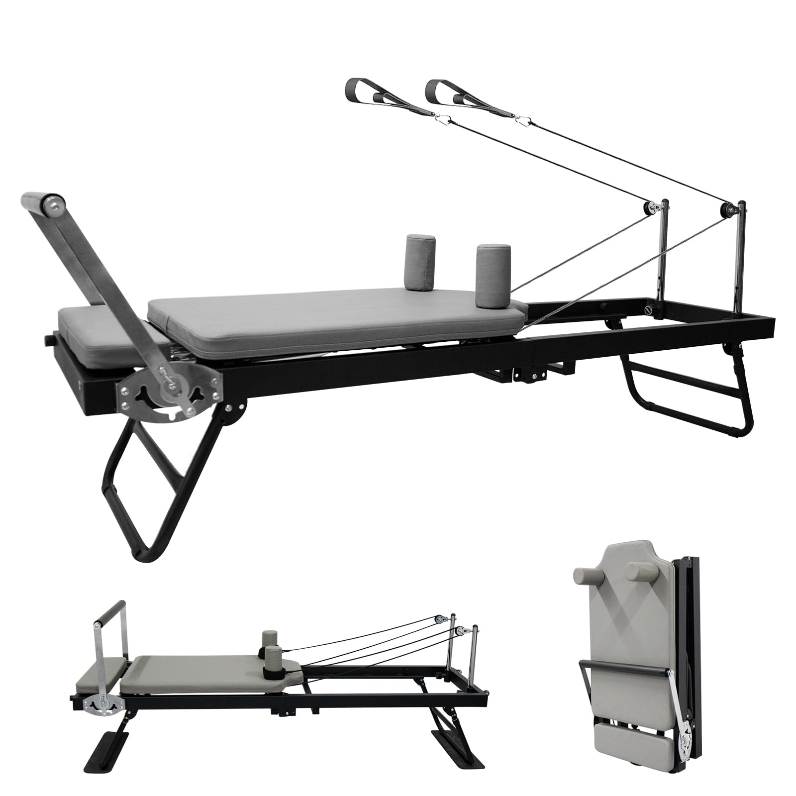Tongmo Pilates Reformer, Foldable Reformer Pilates Machine with Metal Springs, for Home and Gym Use, Up to 300 lbs Weight Capacity