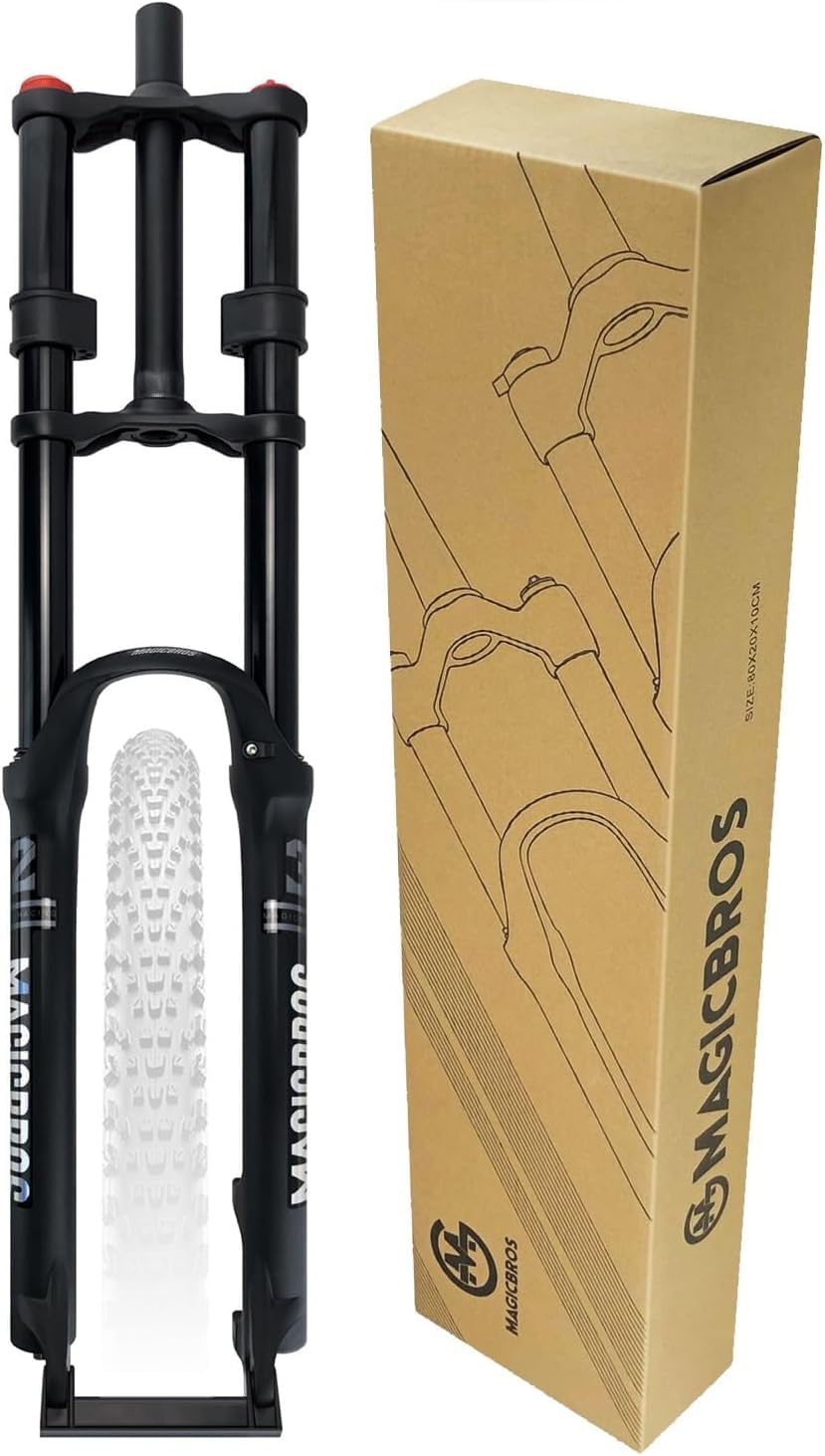 Fourche à air de vélo VTT 26 pouces à double couronne avec débattement 160mm frein à disque noir
