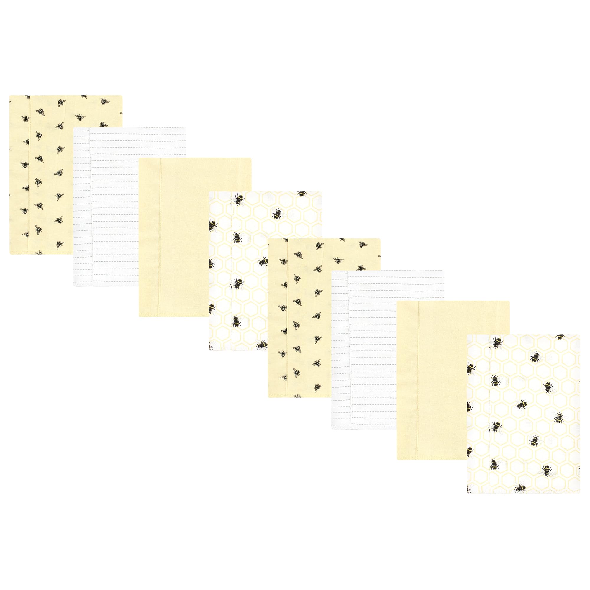 Hudson Baby Cotton Poly Flannel Burp Cloths Multipack, Honey Bee 8-Pack, One Size