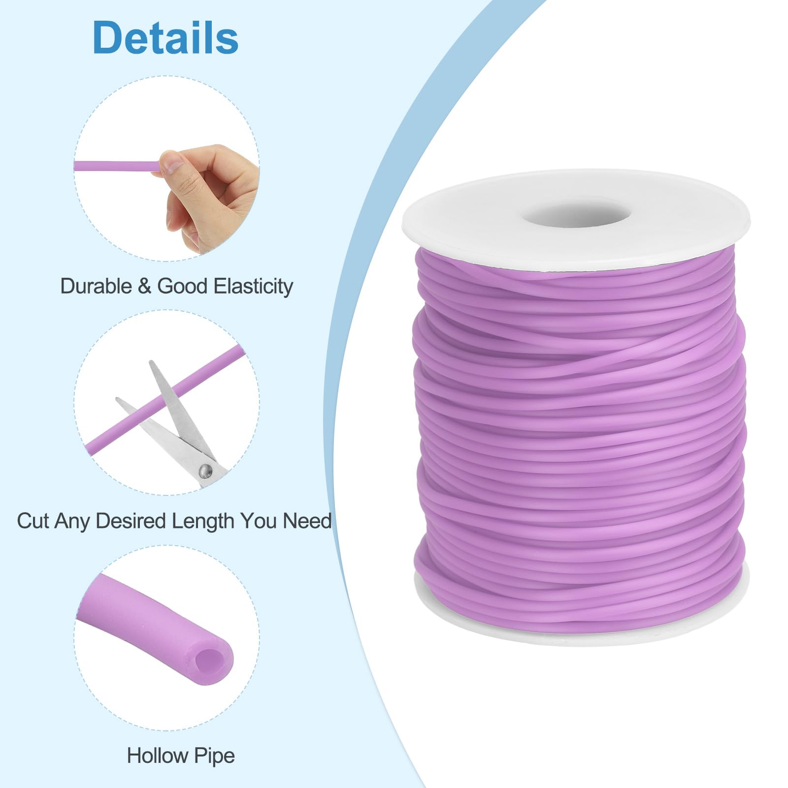 PATIKIL Hollow Pipe Rubber Cord 55 Yards 2mm - Image 3