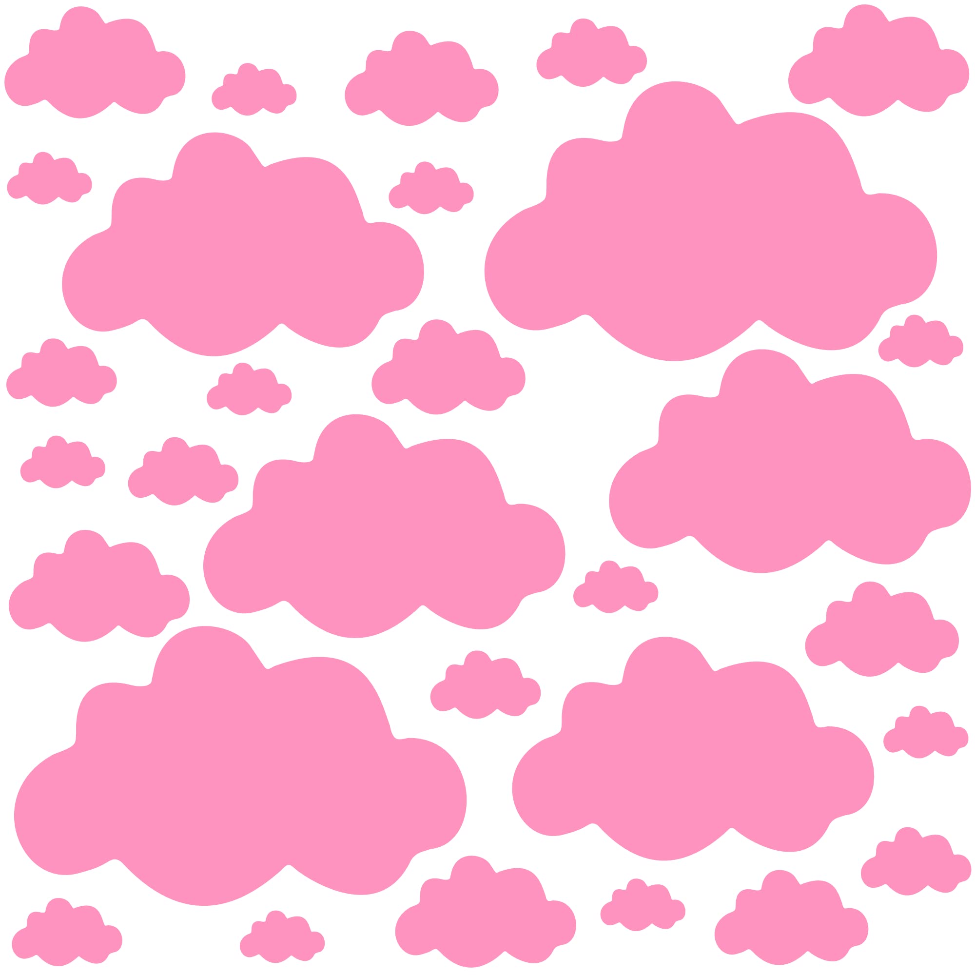 Premyo Girls Pink Set Of 30 Cloud Wall Stickers Kids - Nursery Decor Easy To Apply - Decals For Bedrooms For Rose