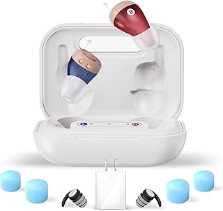 Rechargeable Hearing Aids Premium Digital Hearing Aid for Seniors 60H Battery Anti Whistling Senior Friendly Large Buttons Noise Reduction Chip