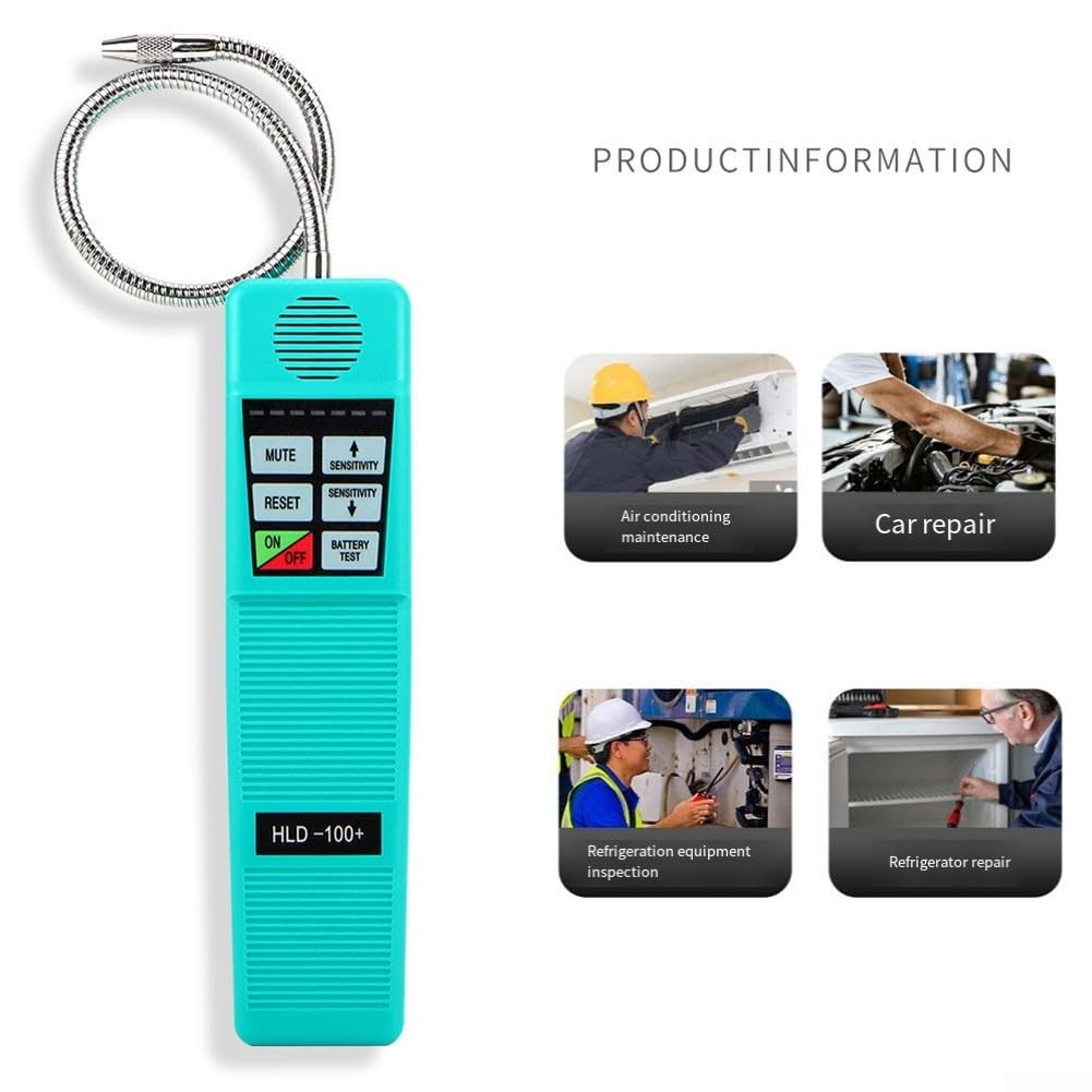 HLD-100+ Rilevatore di perdite alogeno con controllo a microprocessore, sensibilità a 7 livelli e doppio display LED, rilevatore elettronico refrigerante per impianti di climatizzazione e sistemi di