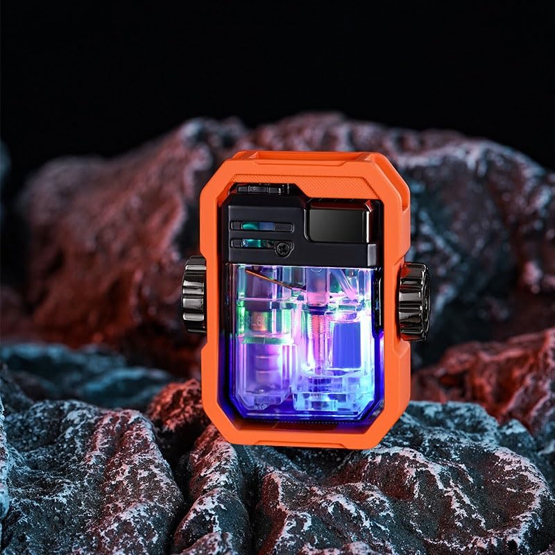 Encendedor de butano, resistente al viento, de metal, con tamaño de llama ajustable, recargable y portátil para uso personal y regalos, diseño ecológico y reciclable