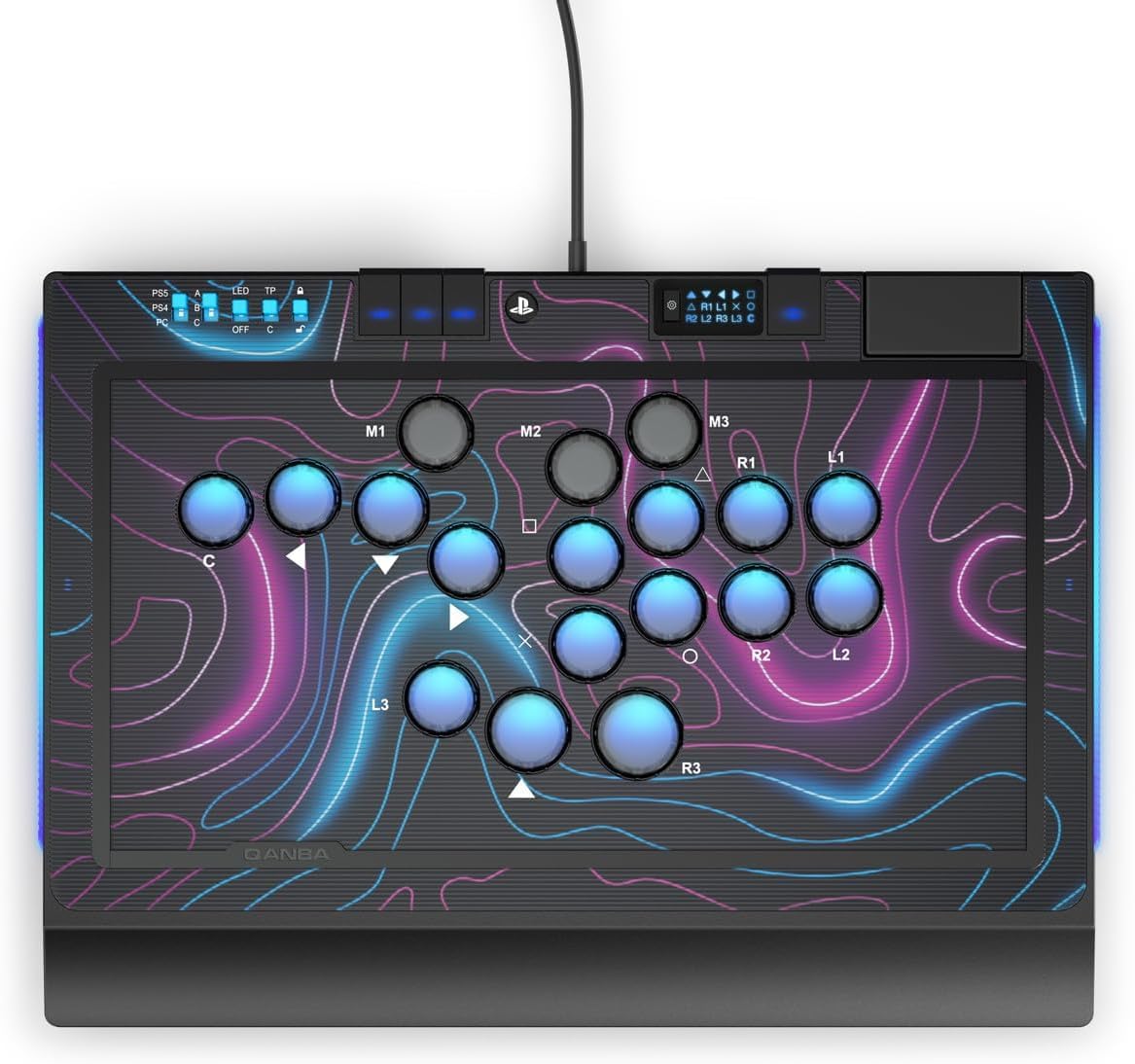Qanba Sapphire Leverless Arcade Stick, top-down view