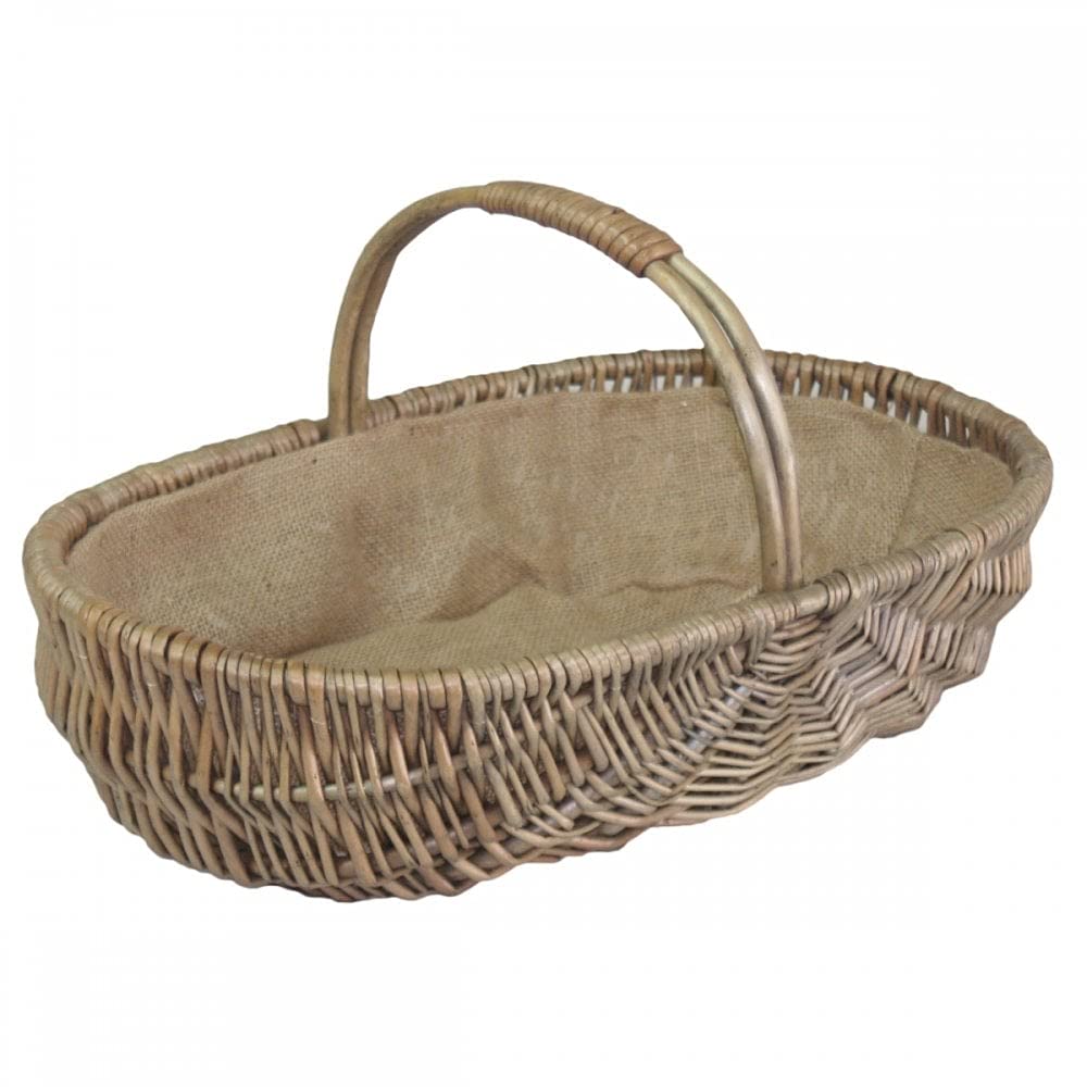 Red Hamper G034/2 Wicker Medium Shallow Antique Wash Lined Garden Trugs