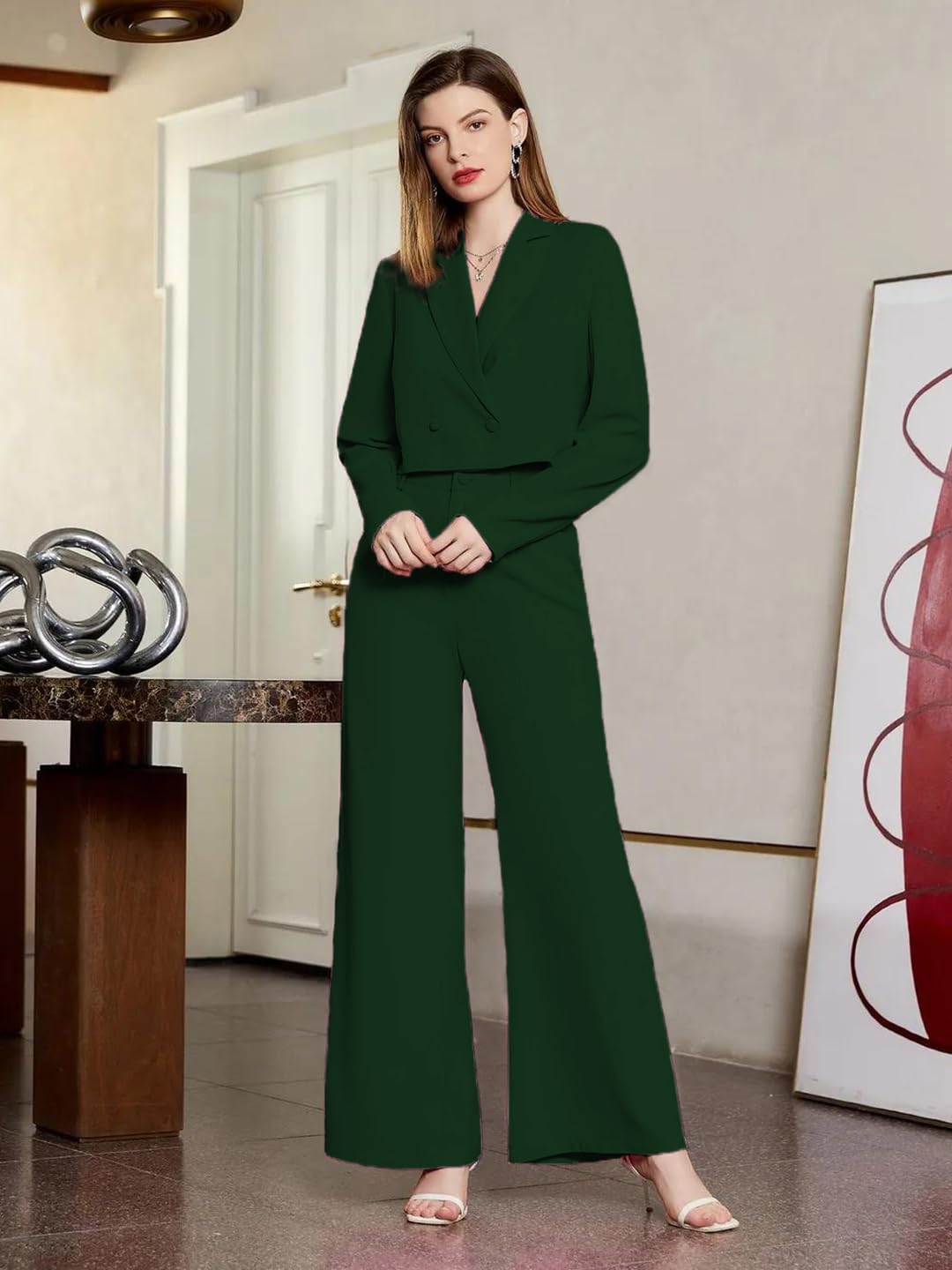 KOTTY Women's Co-ords Solid Dress Set Bottle Green 1
