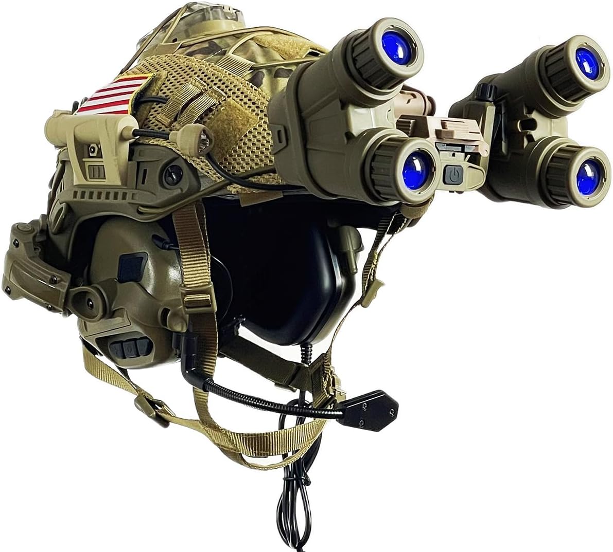 Airsoft Helmet Set Adjustable Tactical Helmet with Noise Canceling Headset Light NVG Model and Metal Bracket Lightweight Outdoor Paintball Hunting Gear