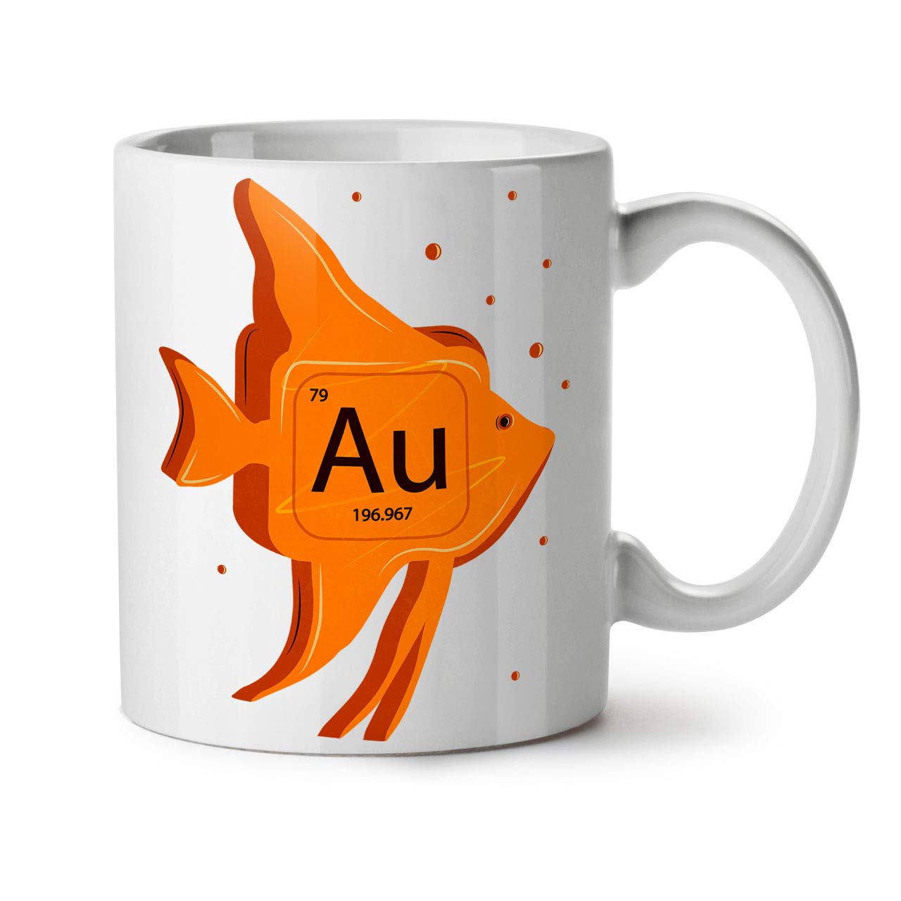 APSRA Gold Element Ceramic Mug, Fish Funny Cup - Large, Easy-Grip Handle, Two Side Print, Ideal for Coffee & Tea Drinkers, Made
