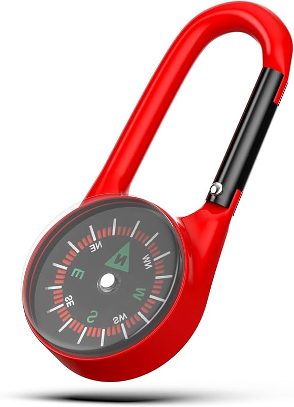 Mini Pocket Compass Keychain with Carabiner Clip, Outdoor Survival Tool
