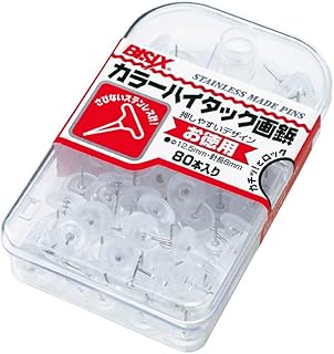 ミツヤ ピン カラーハイタック画鋲 80本入り 透明 BX2-6-T