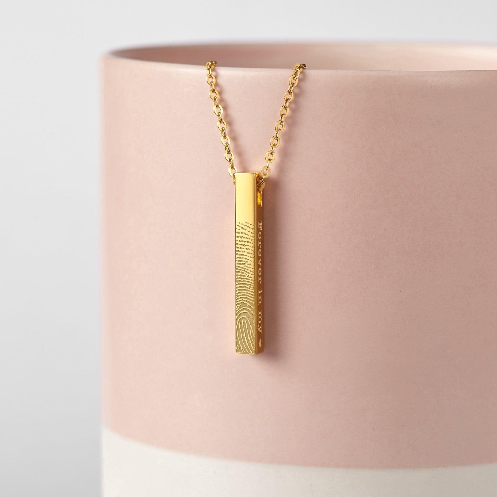En recuerdo de para hombre, real collar con huella digital, huella del pulgar joya barra collar con digital para Deceased papá Día de la Madre Navidad cumpleaños aniversario