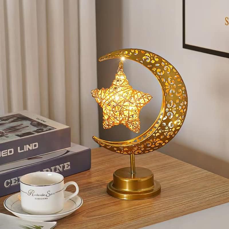 Lámpara de mesa LED con luz de luna, lámpara decorativa de estrella, lámpara de bola decorativa para oficina y decoración del hogar, funciona con