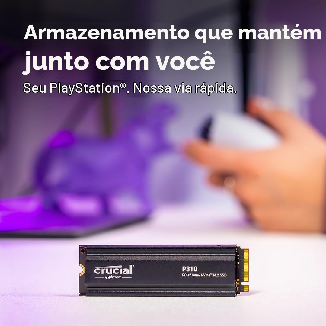Crucial SSD P310 2TB PCIe Gen4 2280 NVMe M.2 com dissipador de