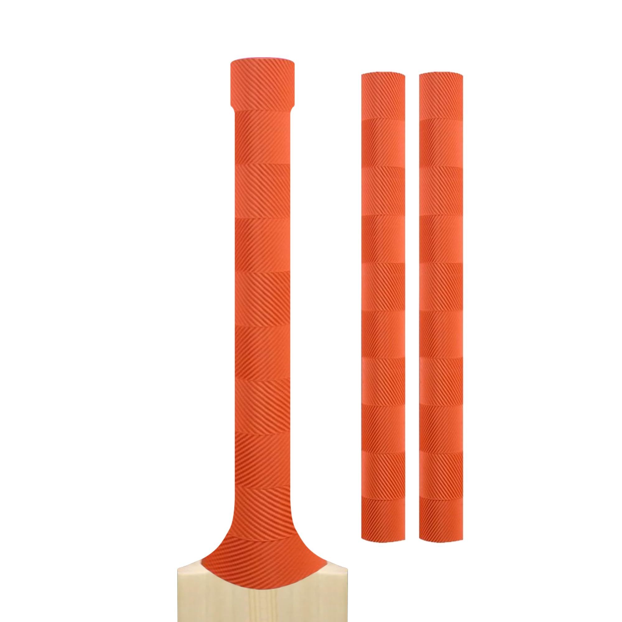 Cricket Bat Grips – Premium Rubber Cricket Bat Grip Tape for Maximum Hold & Shock Absorption | 4 Styles | Multi-Color | Pack of 2| Durable Bat Grips Cricket (2, Orange, Chevron)