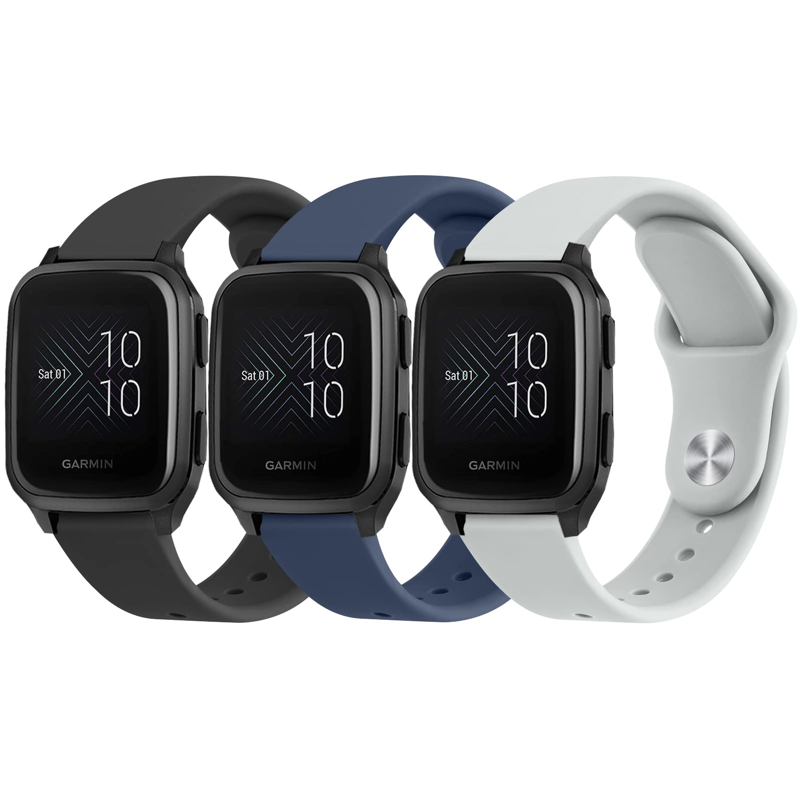 Bands for Garmin Venu 2 Plus / Venu Sq / Venu / Vivoactive 3 Watch Band Women Men, 3 PACK Soft Silicone Replacement Wristband Sport Strap for Garmin Vivomove Sport, Vivoactive 3 Music, Forerunner 645 / 245 Music Smart Watch