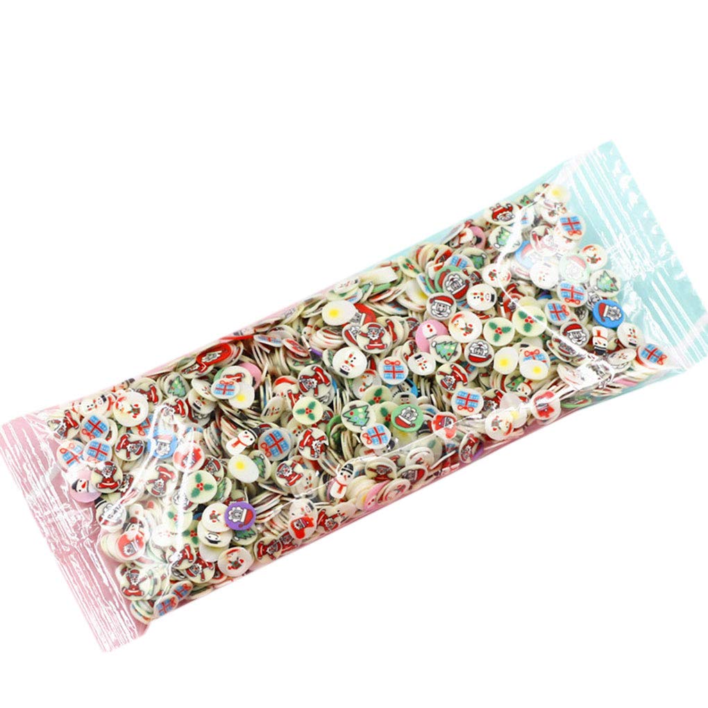 1000x/bag 3D Polymer Clay Nail Slices Star Cartoon Flower Fruit Feather Manicure Nail Art Decoration Stickers Christmas,3-5mm