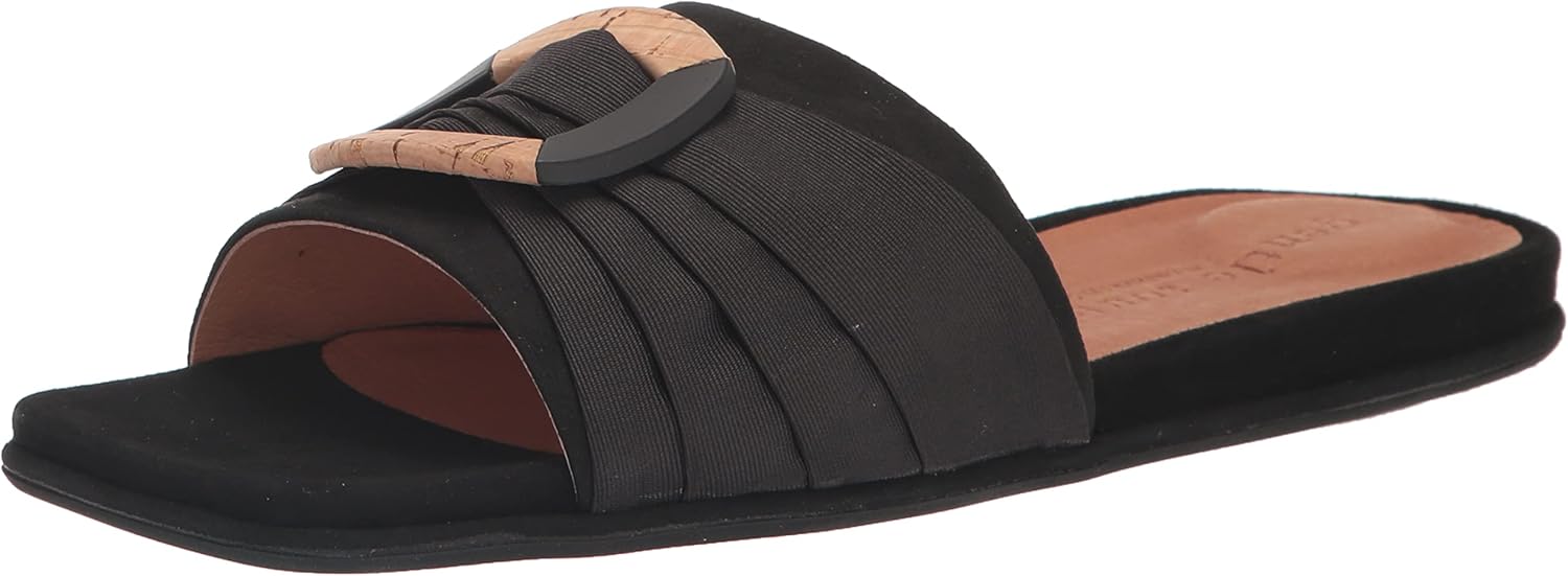 Gentle Souls by Kenneth Cole Women's Women's Rhea Flat Sandal, Black Suede, 10