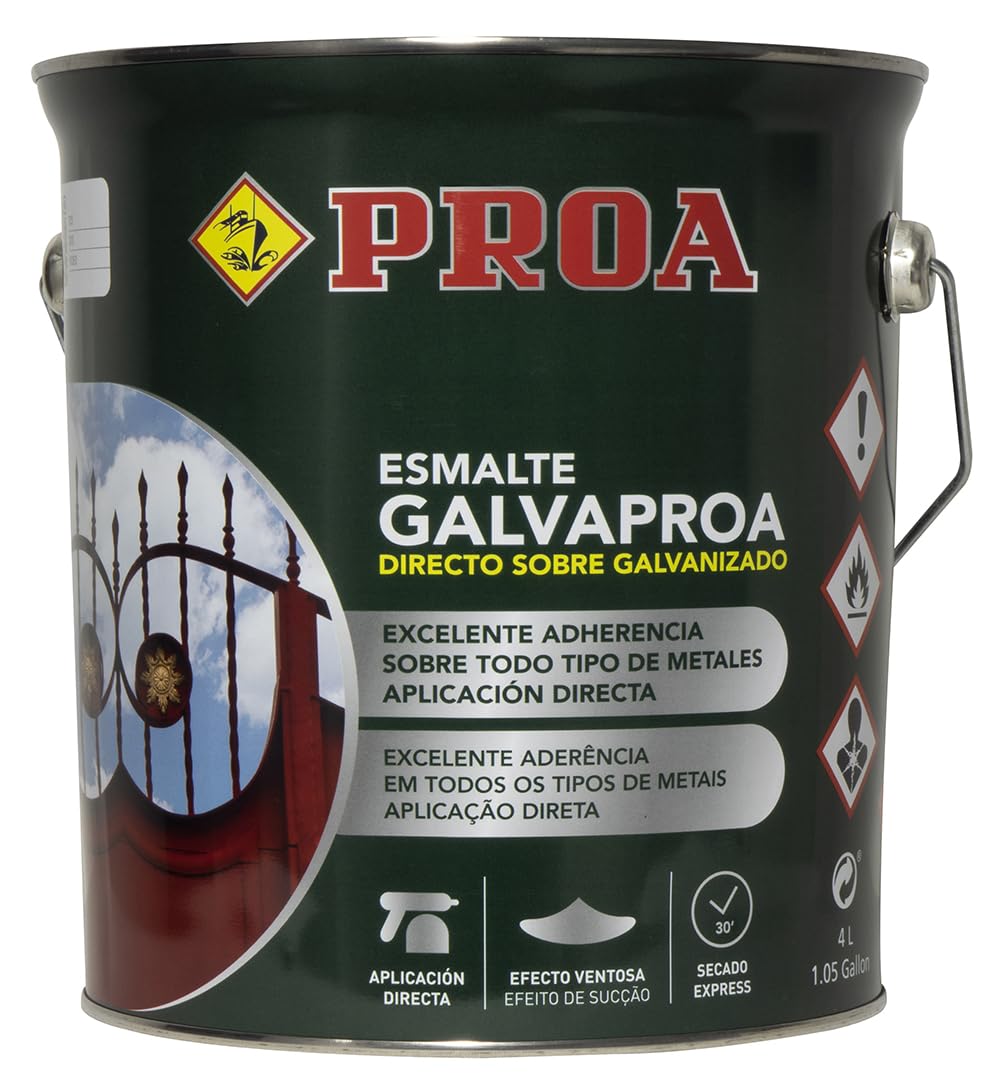 PROA Esmalte Forja directo sobre galvanizado o hierro. Galvaproa Forja. GRIS ACERO 4L. 750ML.