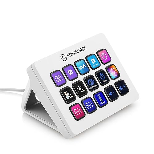 Elgato Stream Deck MK.2 White β Studio Controller, 15 macro keys, trigger actions in apps and software like OBS, Twitch, βYouTube and more, works with Mac and PC - White