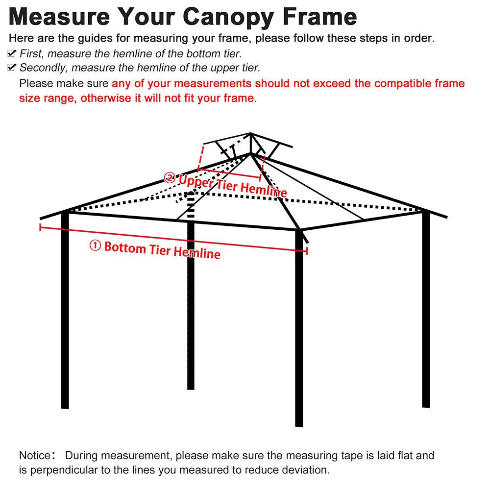 10.6'x10.6' Gazebo Top Replacement for 2 Tier Madaga Frame