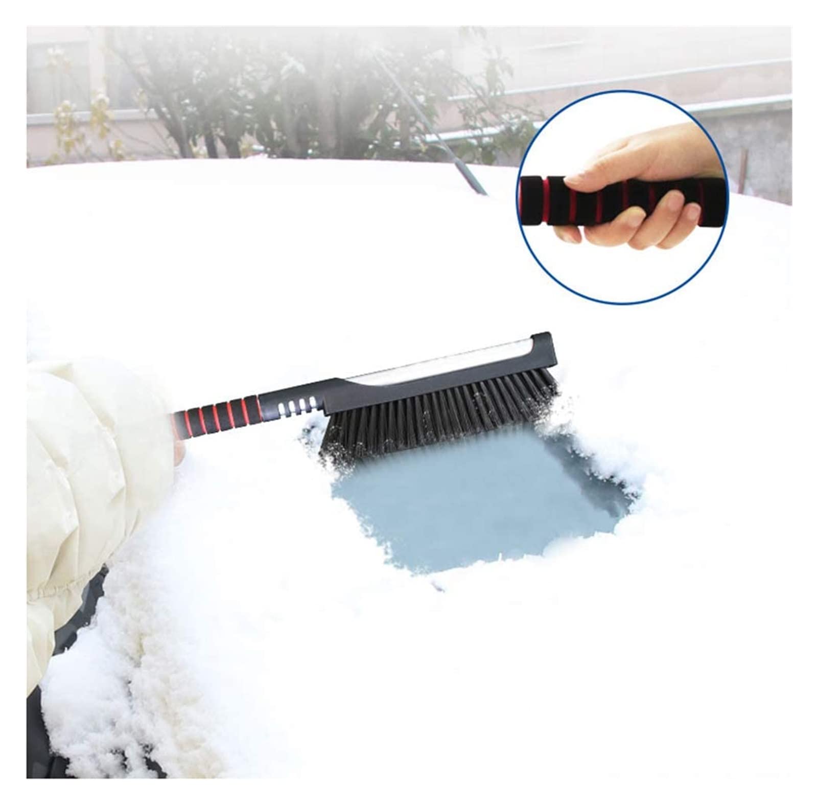XMING Cepillo de Nieve del Coche, Escoba de remoción de la Nieve automática Extensible con raspador de Hielo, Agarre de Espuma, Cepillo de Nieve telescópico for camión de automóviles SUV, Negro (Colo