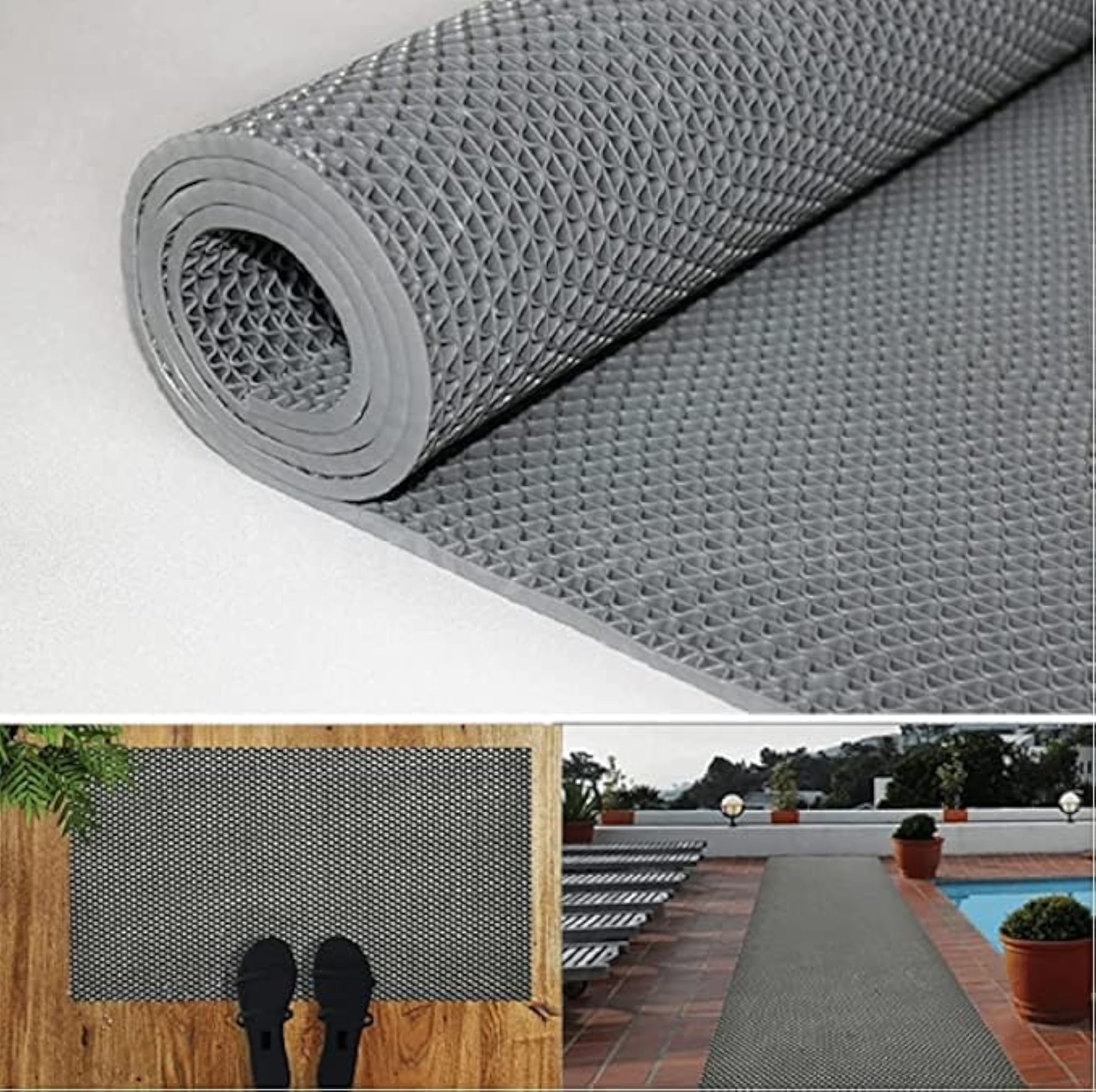 Rubber Anti Skid Multipurpose Bathroom Mat, Rectangular
