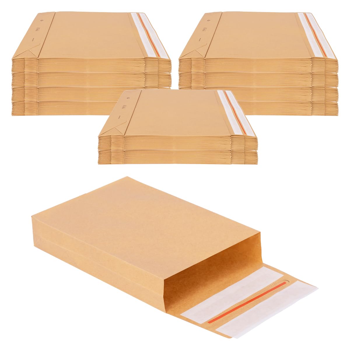 verpacking Faltentaschen 350 x 250 x 50 mm Braun mit Klotzboden doppelte Haftklebung und Aufreißfaden [Größe und Stückzahl wählbar] Faltenversandtaschen aus Kraftpapier 200 Stück