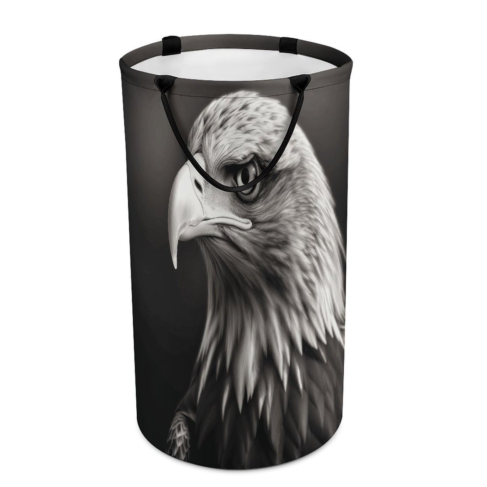 Eagle Black And White Laundry Basket Large Foldable Laundry Hamper with Handles Freestanding Collapsible Clothes Basket Waterproof Portable Dirty Clothes Hamper for Bathroom 86L