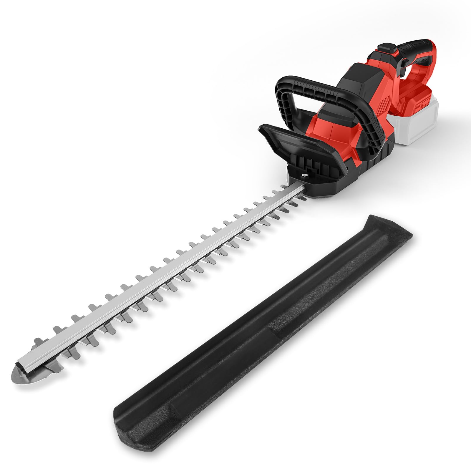 52cm Hedge Trimmer Cordless Compatible with Milwaukee 18V Battery, 21V Electric Handheld Bush Clipper with Brushless Motor, 3000RPM 180°Rotatable Head, 2/3'' Blade Gap Ergonomic Design (No Battery)