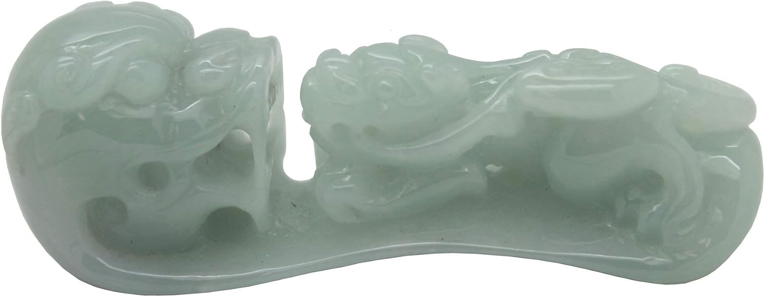 Chinese Jade Tabletop Figure with Zodiac Dragon and Pixie On Luyi Platform avs963N