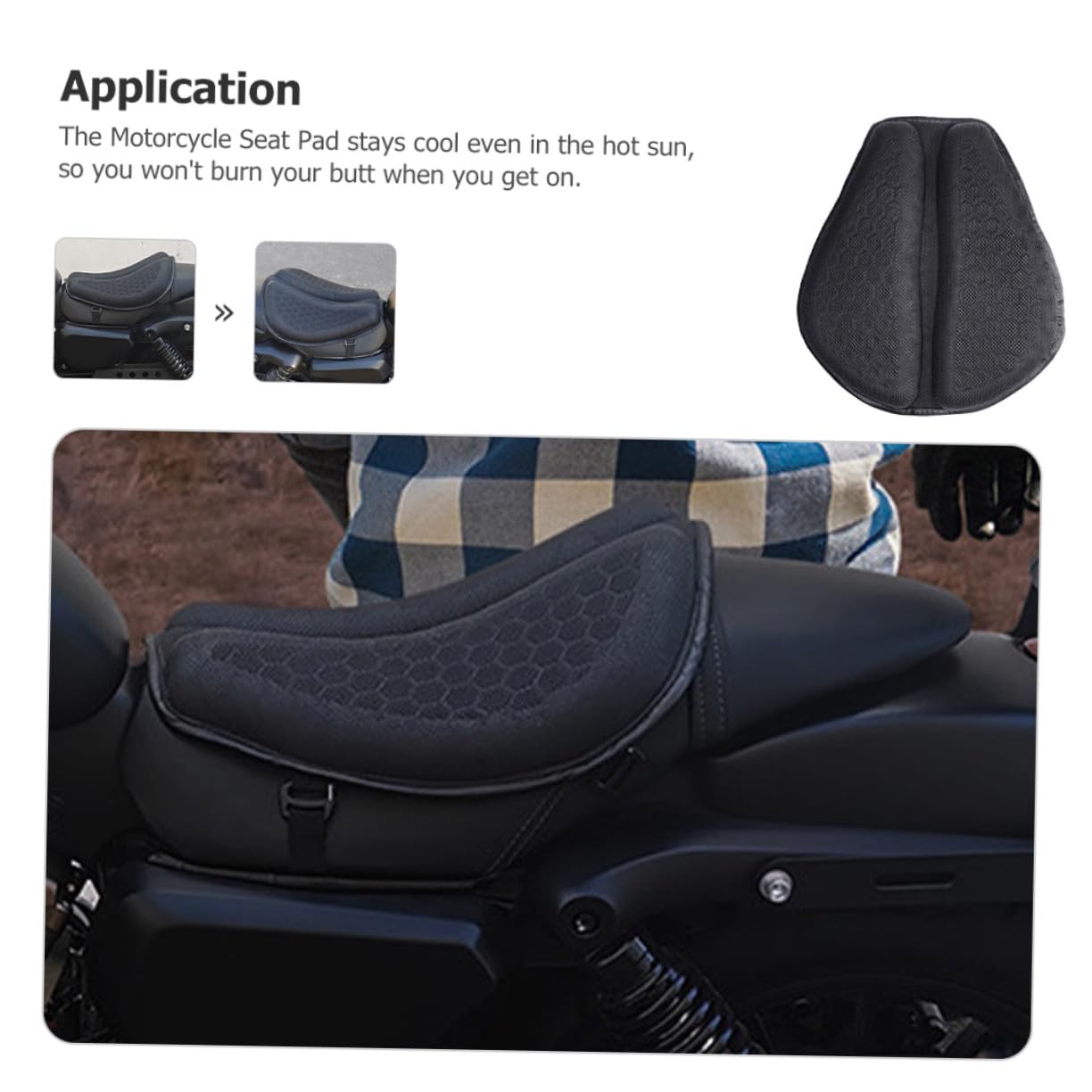 Cuscino Per Sella Da Moto Traspirante in Rete 3d Protezione Solare e Design Antifurto, Ammortizzante e Riutilizzabile Per Moto Sportive e Da Turismo, Adatto a Lunghi Viaggi Estivi