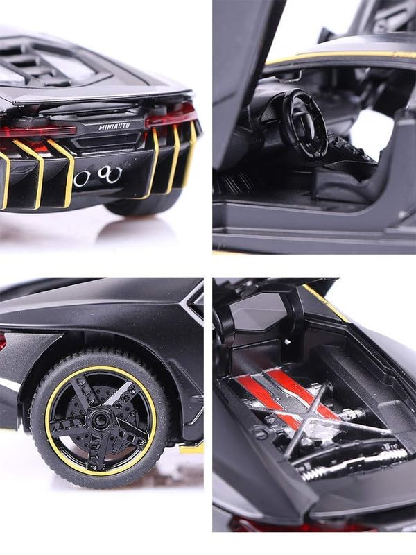 Image of Model 1:24 Lamborgini Model Alloy Metal Pull Back Die-cast Car Openable Doors with Sound and Light Vehicle Car Toy for Kids - Multicolor