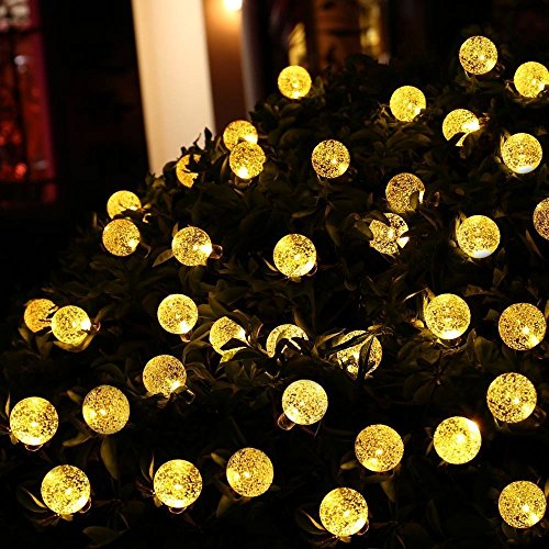 image for Icicle Solar String Lights 20FT 30 LED Crystal Globe Lights with 8 Mod