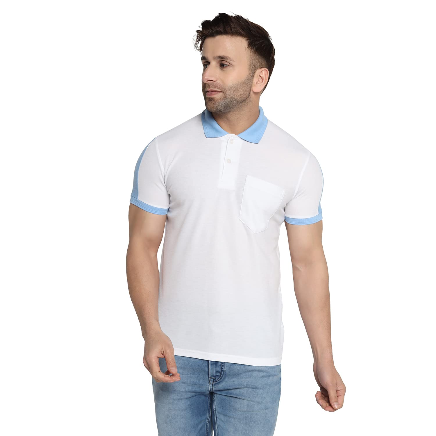 INKKRMen's Solid Regular Fit T-Shirt (A4-Factory-Polo-(White)-3XL