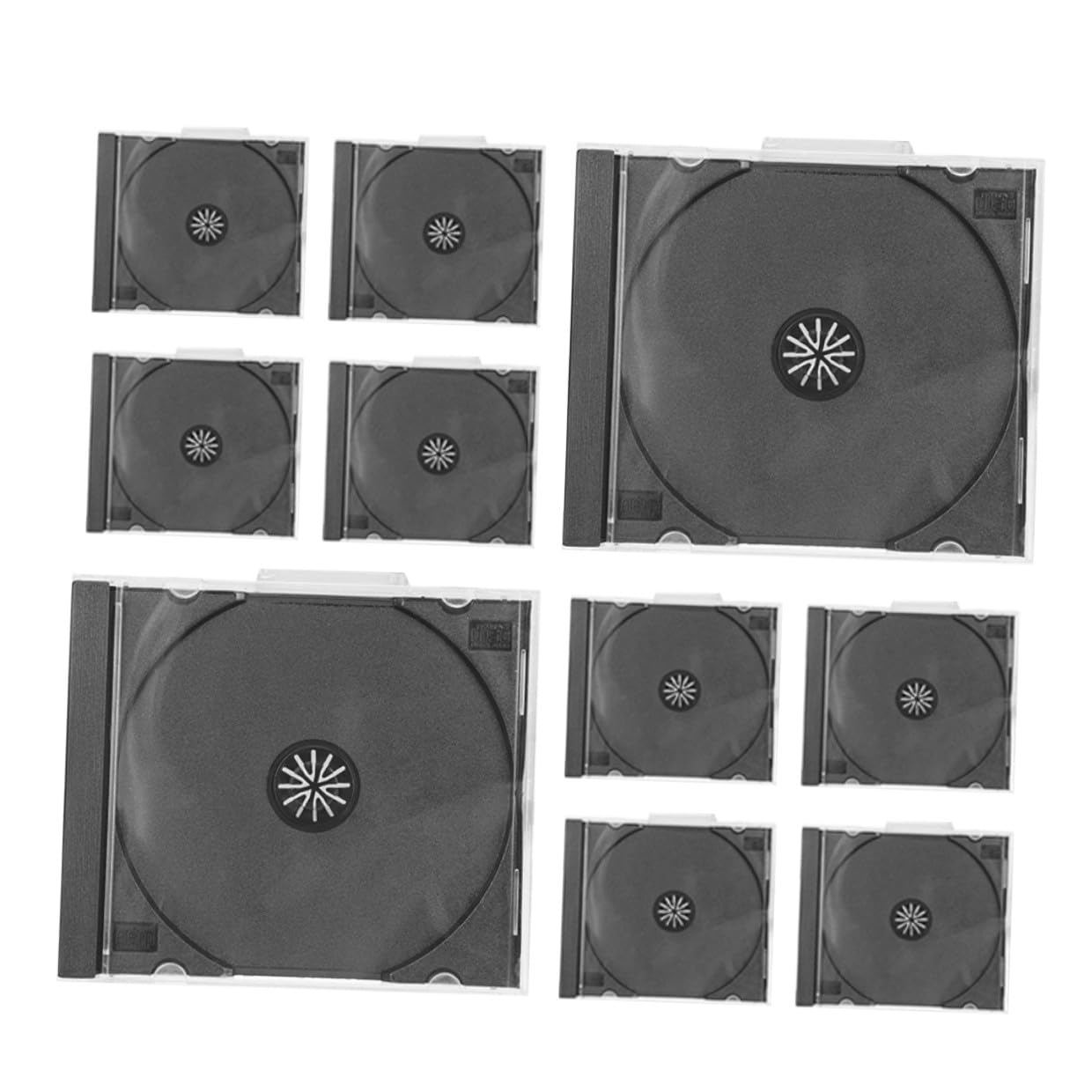 jojofuny Custodia Porta CD Trasparente Quadrata in Plastica Rigida 10 Pezzi Scatola Portadischi Vassoio Nero per Protezione Antigraffio Organizer per Casa Ufficio e Scuola