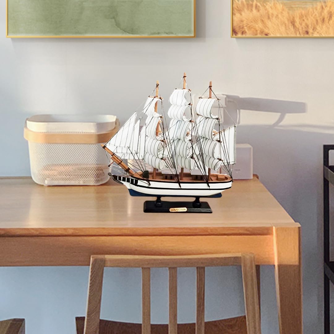 Ornements de modèle de voilier en bois Modèle de voilier Bateau à voiles Décoration maritime Décoration maritime 34cm, pour bureau de desktop, salon, chambre à coucher, décoration de bureau
