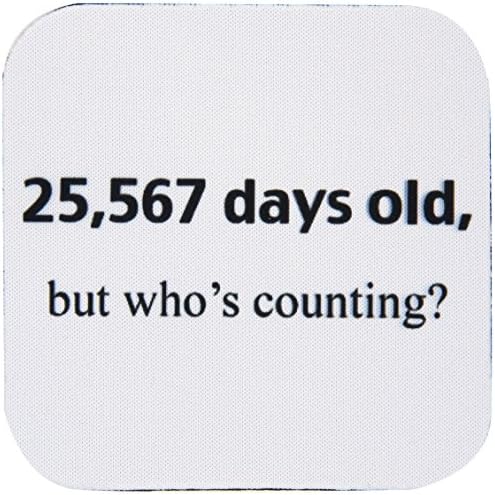 3dRose cst_108328_2 25567 Days Old But Who's Counting Happy 70th Birthday Soft Coasters, Set of 8