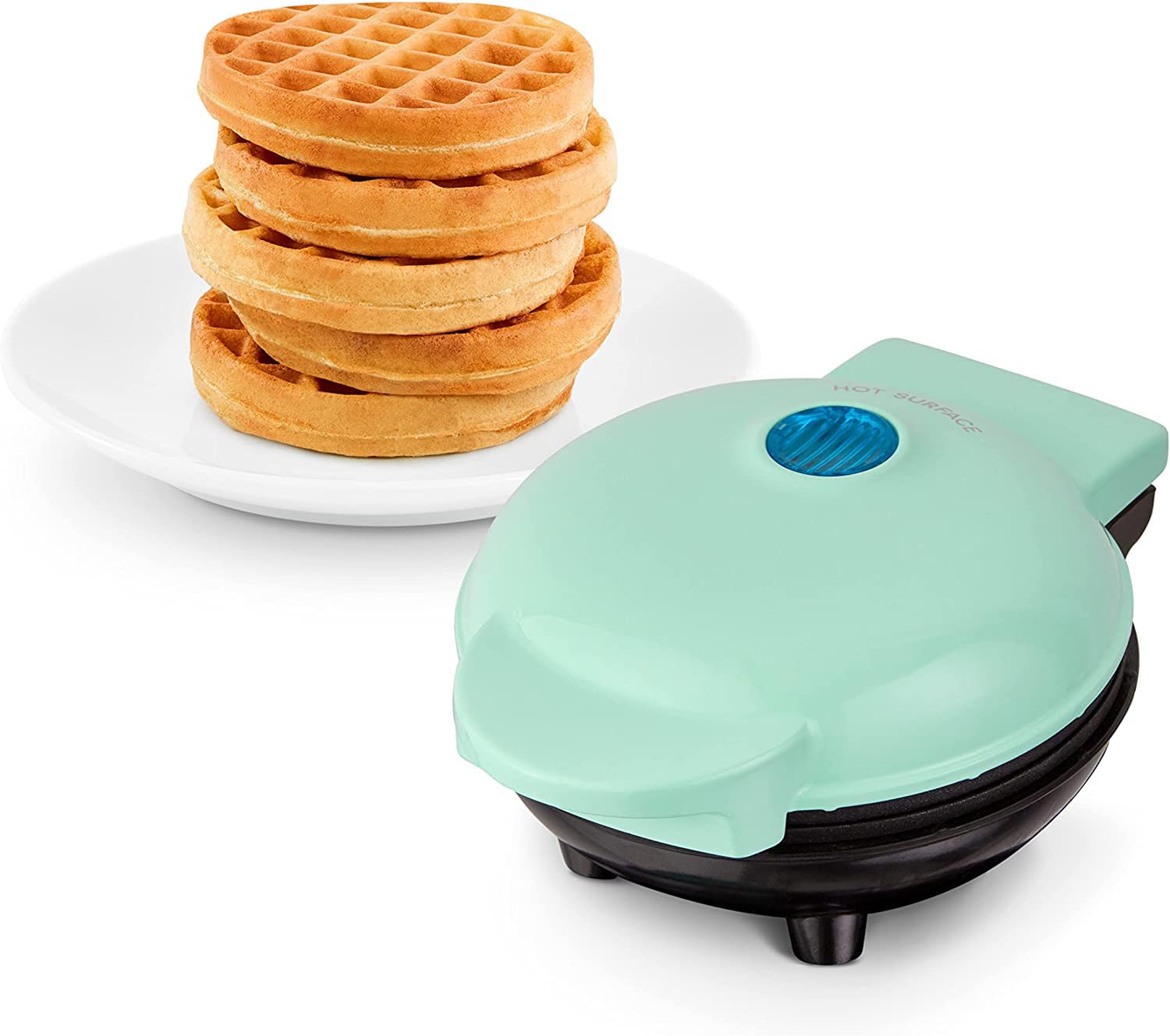 Mini Waffle Maker Machine for Individuals (Aqua)