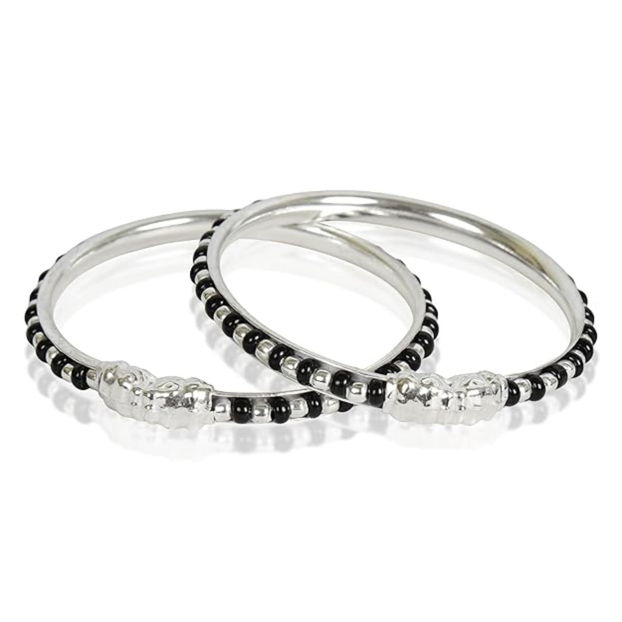 IRA&PEU Silver unique trendy black beads nazariya kids bangle bracelet (weight 11gram)