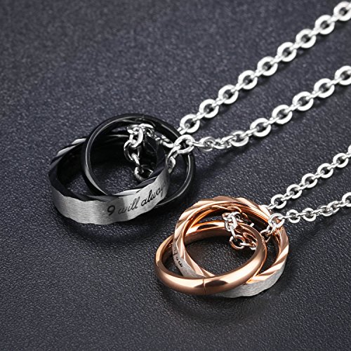 MAXVIN Matching Necklace For Couples Titanium Promise Love Stainless Steel Pendant Necklaces for Him,Her Jewelry Set Gifts for Anniversary2