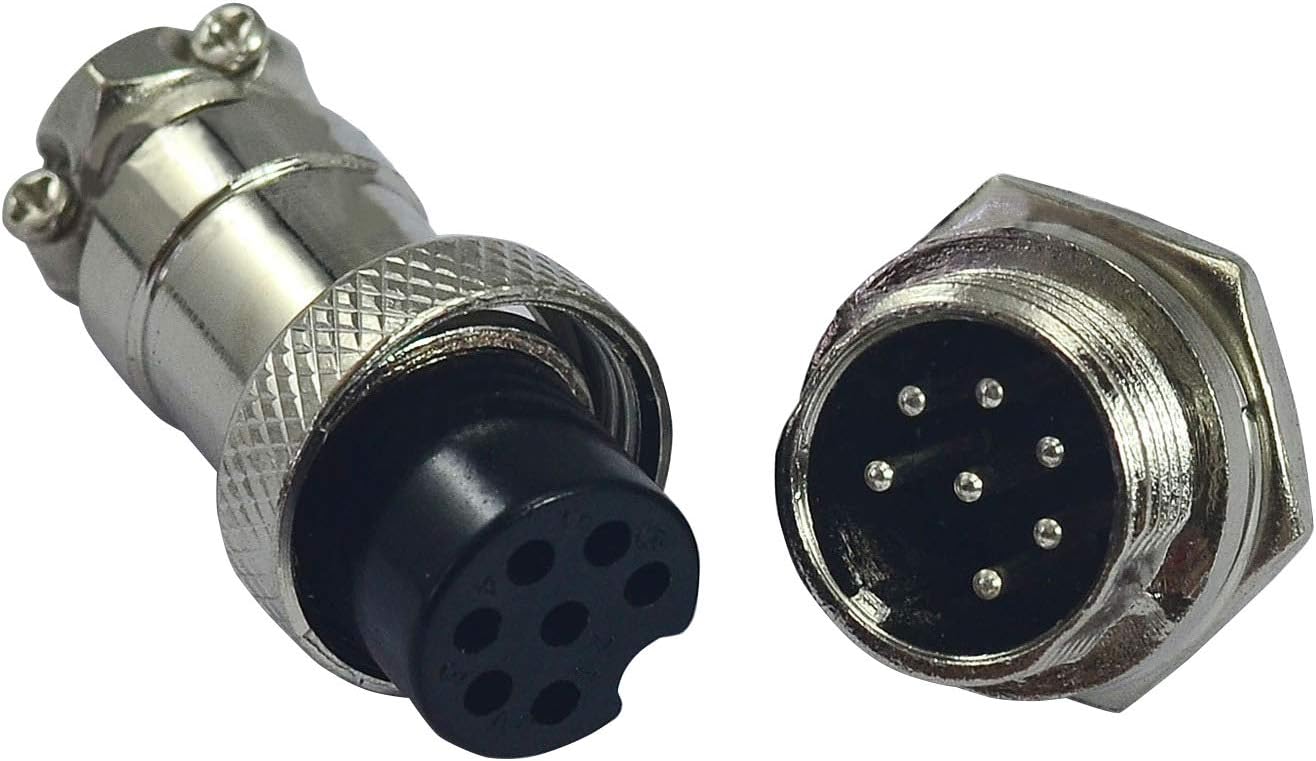 RIVERWELD 7 pins Socket Connector Aviation Plug 16-7P Male+ Female Metal Self Locking,1Set