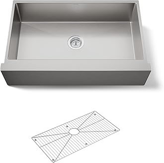K-5415-NA Strive Self-Trimming Undermount Large Single-Bowl Kitchen Sink with Tall Apron , 35 1/2 x 21 1/4", Stainless Steel