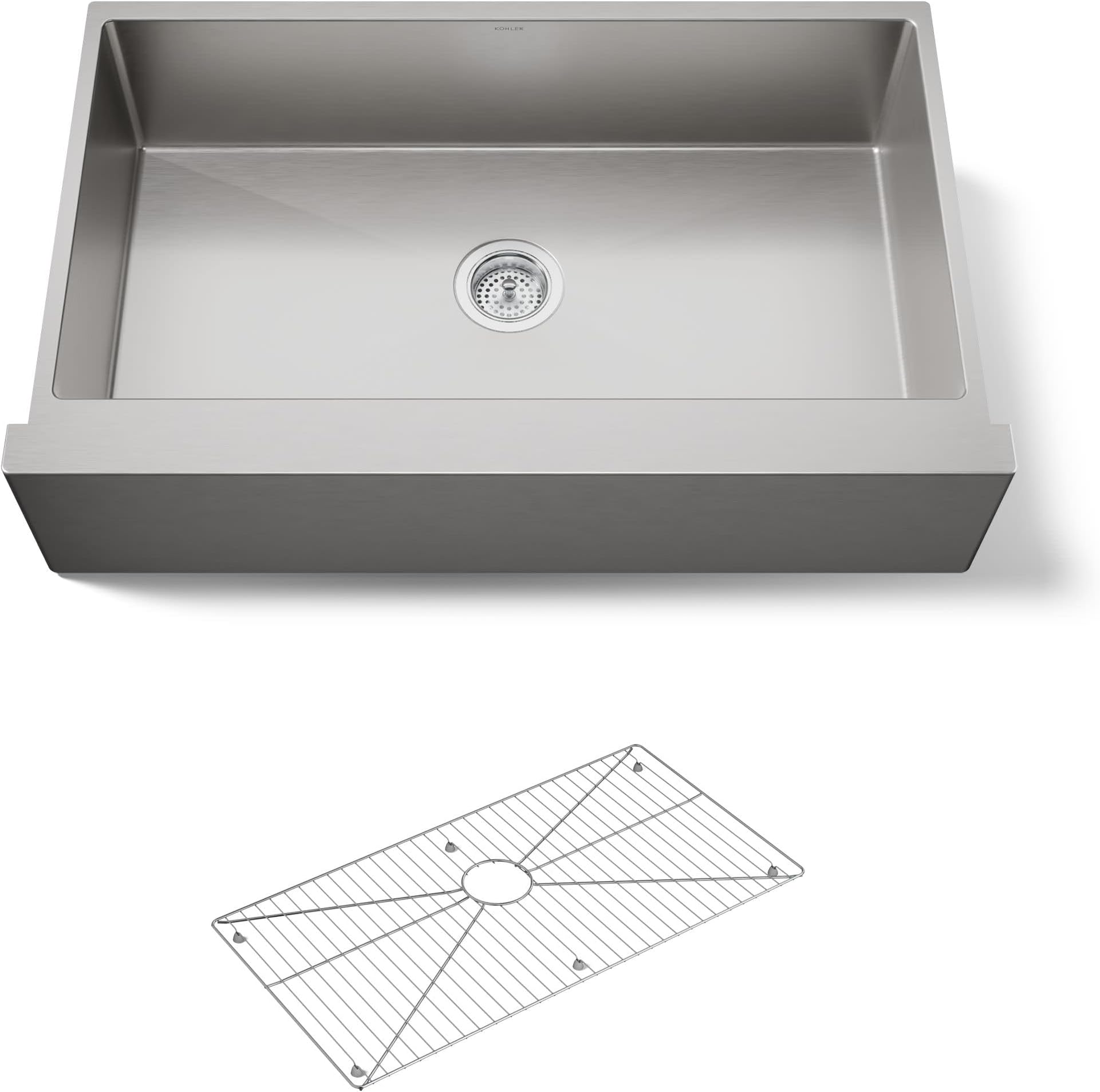 K-5415-NA Strive Self-Trimming Undermount Large Single-Bowl Kitchen Sink with Tall Apron , 35 1/2 x 21 1/4", Stainless Steel