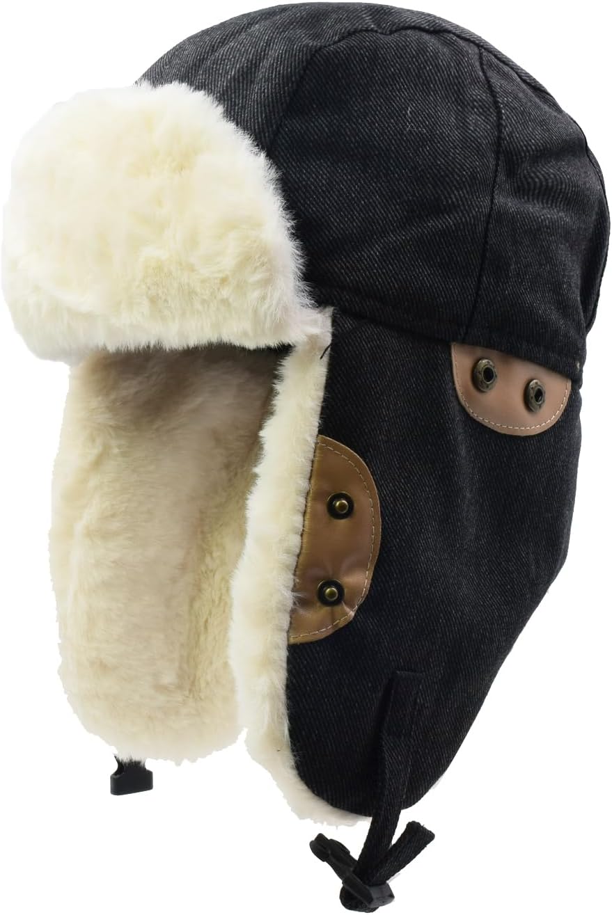 Ushanka Trapper Hat for Women Men with Faux Fur Outdoor Winter Aviator Hat