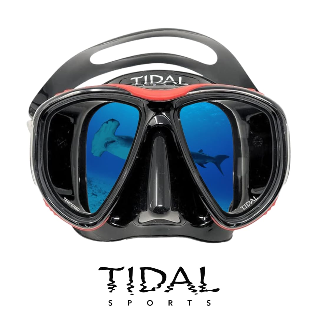 Pro Shot Tidal Mask – Fortschrittliche Anti-Beschlag-Schnorchelmaske zum Schnorcheln, Schwimmen und Tauchen mit Weitwinkelglas aus gehärtetem Glas und bester Anti-Beschlag-Technologie (rot)