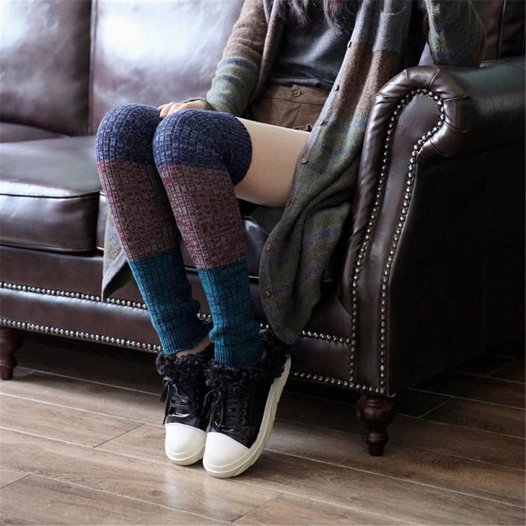 Sobre la rodilla Puños de bota de punto para mujer Calentadores de piernas Calentadores de piernas para niñas Cubierta de pie de punto Otoño Invierno Calentadores de piernas Calcetines (Color : A, S