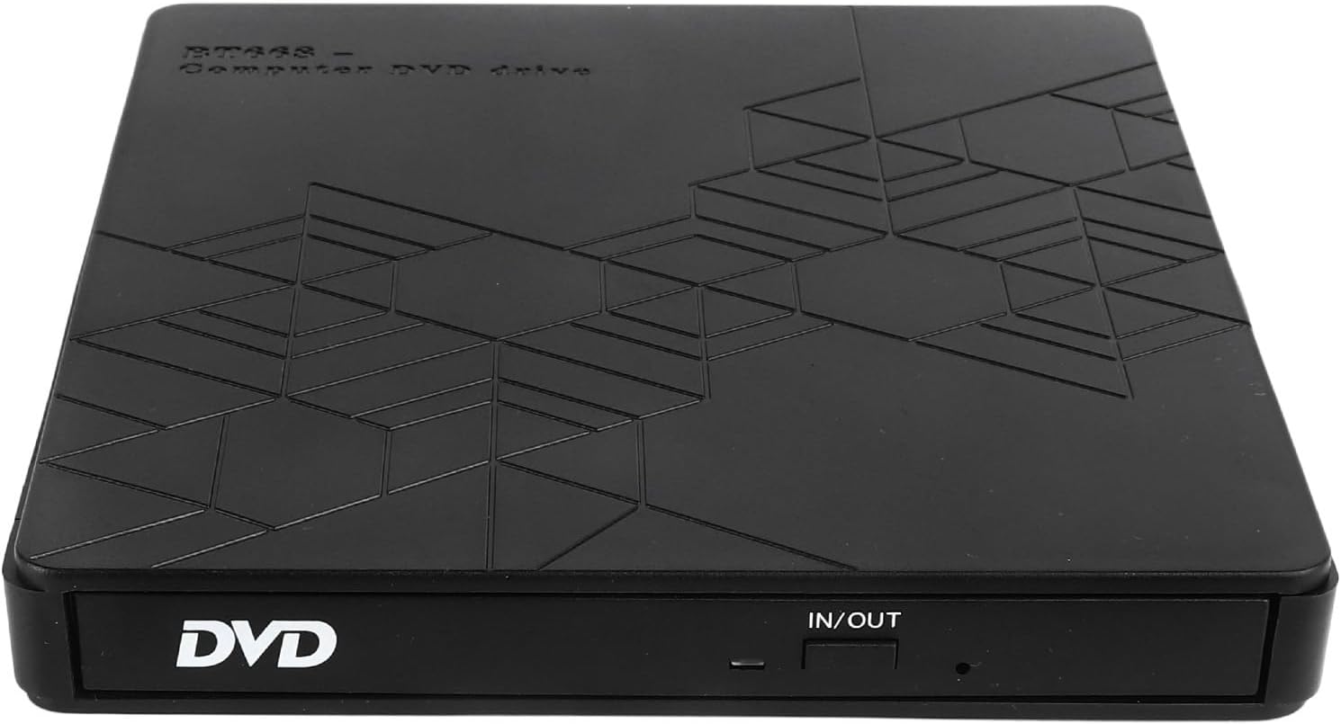 External CD DVD Drive, USB Plug and Play Portable Optical Disk Drive with Storage Card Slot Universal Compatible with Window Linux OS X Systems